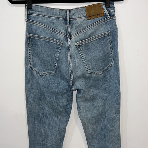 Denim Forum Blue Distressed Lola high rise skinny crop raw hem jeans size 29 - Picture 8 of 14